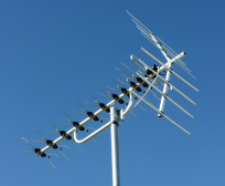 Domestic satellite dish installation.
